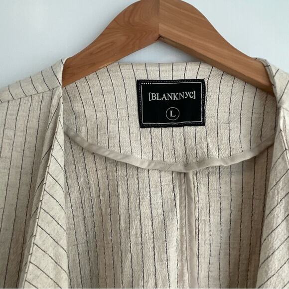 Blank NYC pinstripe asymmetrical zip front jacket blazer long sleeve sz lg - Picture 6 of 9